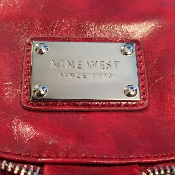 Red Nine West Faux Leather Generous Sized Hobo Bag - Picture 7 of 10